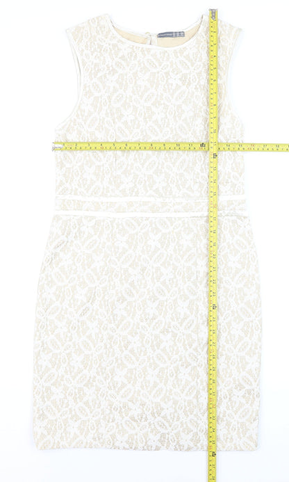 Atmosphere Women Beige Lace Sheath Dress Size 14
