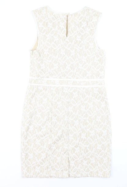 Atmosphere Women Beige Lace Sheath Dress Size 14