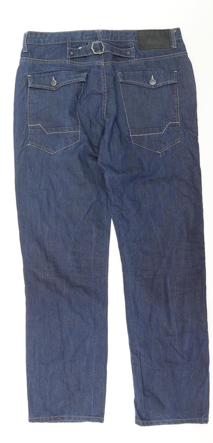 Crafted Men's Blue Denim Straight Jeans 34R Regular Fit