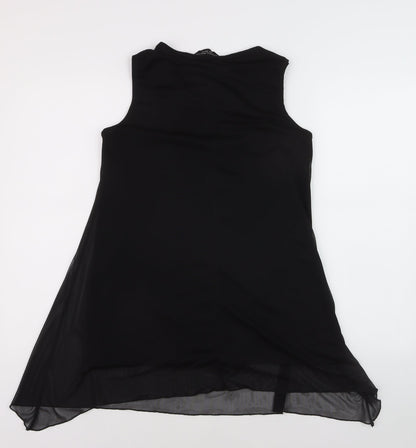 Dorothy Perkins Women's Black Beaded Chiffon Tunic Blouse Size 10