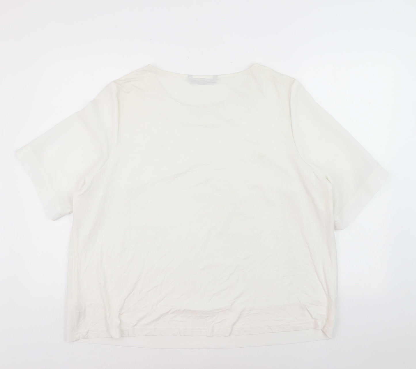 Dunnes Women White Basic Short Sleeve Blouse Size XL