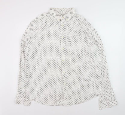 Goodfellow & Co Women's White Printed Button-Up Shirt XL Cotton Slim Fit