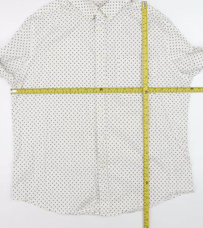 Goodfellow & Co Women's White Printed Button-Up Shirt XL Cotton Slim Fit