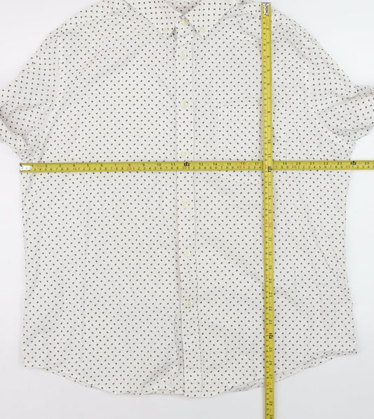 Goodfellow & Co Women's White Printed Button-Up Shirt XL Cotton Slim Fit