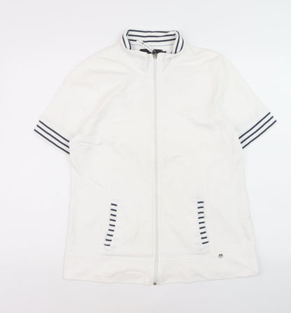 Paco Marine Women’s White Nautical Zip Polo XL Cotton Top