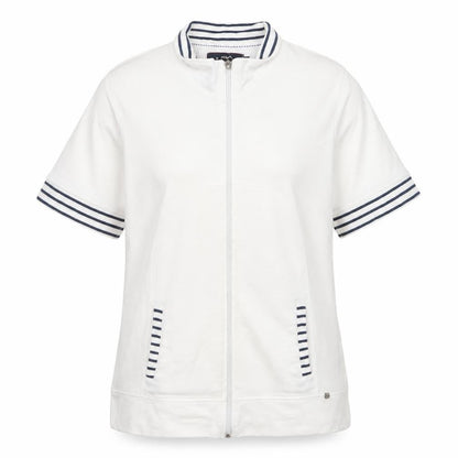 Paco Marine Women’s White Nautical Zip Polo XL Cotton Top