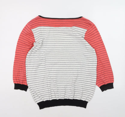 Oasis Women Multicoloured Striped Cotton Knit Pullover Jumper Size L