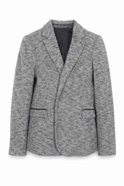 Zara Basic Women Grey Tweed Single-Breasted Blazer Size S