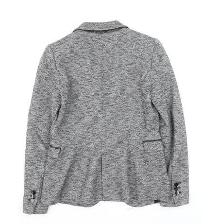 Zara Basic Women Grey Tweed Single-Breasted Blazer Size S