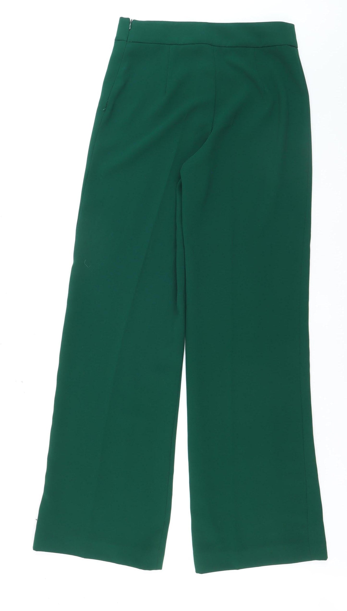 Zara Women Green Crepe Wide-Leg Dress Pants Size S