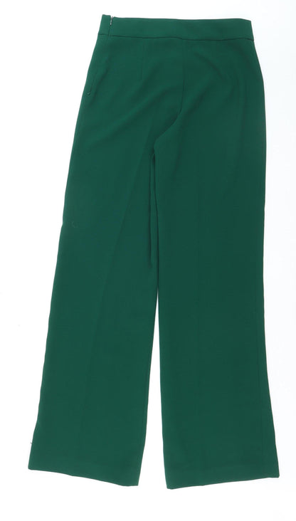 Zara Women Green Crepe Wide-Leg Dress Pants Size S