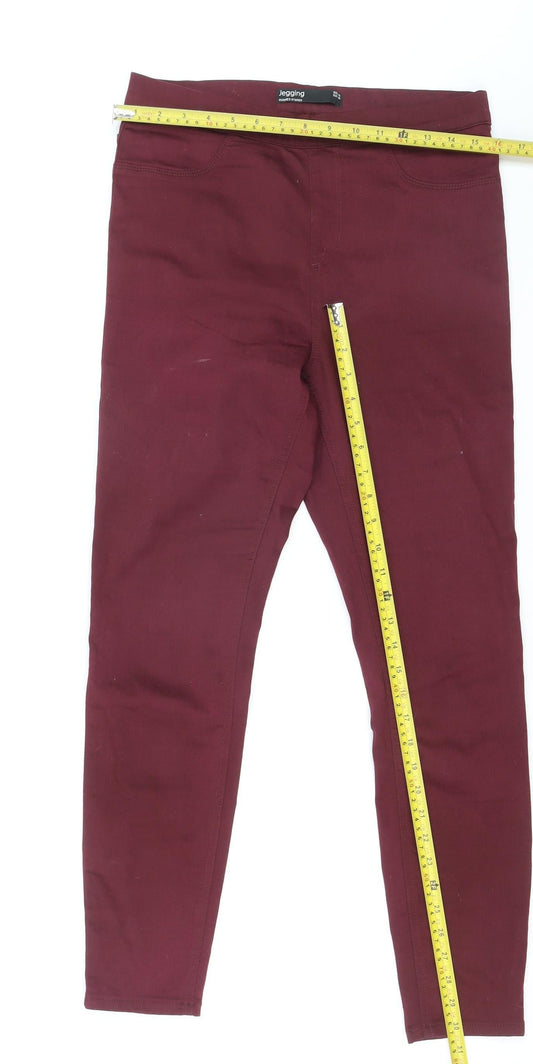 Dunnes Stores Women's Red Jegging Leggings Size 12 Stretch Cotton