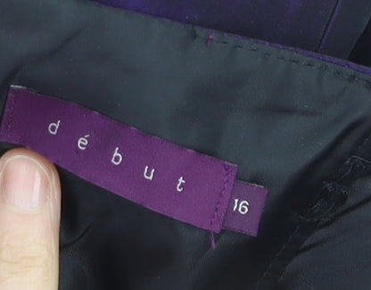 Début Women’s Purple Satin Midi Dress Size 16 Strapless Formal