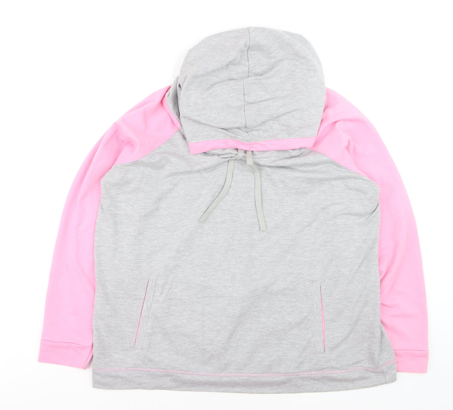 Liz McClarnon Women Grey & Pink Hooded Pullover Hoodie Size 12