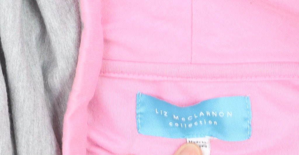 Liz McClarnon Women Grey & Pink Hooded Pullover Hoodie Size 12