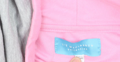 Liz McClarnon Women Grey & Pink Hooded Pullover Hoodie Size 12