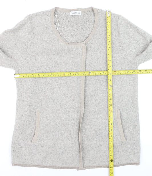 Gallery Womens Beige Wool Blend Long Sleeve Cardigan UK L