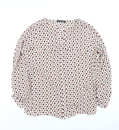 Dunnes Women’s Multicoloured Geometric V-Neck Long Sleeve Blouse Size 10