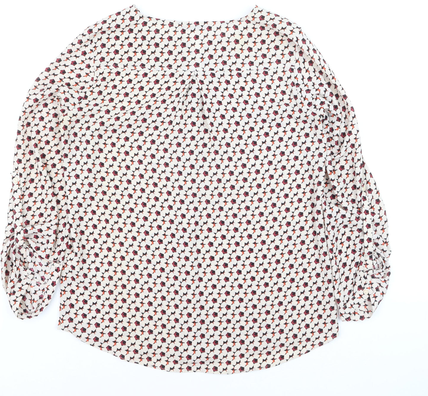 Dunnes Women’s Multicoloured Geometric V-Neck Long Sleeve Blouse Size 10