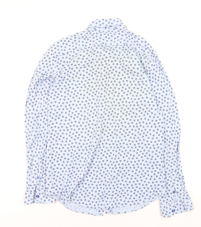 Zara Unisex White Floral Slim Fit Long Sleeve Button-Up Shirt L