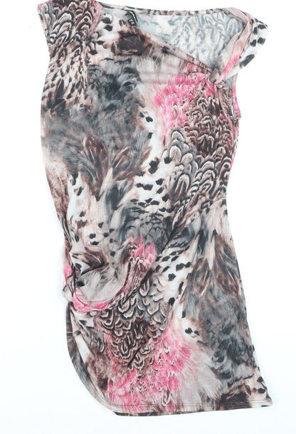 Warehouse Women’s Multicoloured Animal Print Wrap Blouse UK 8