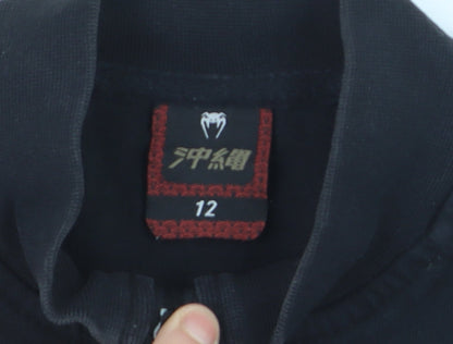 Venum Boys Black Full Zip Hoodie Size 12 Cotton Blend Sportswear