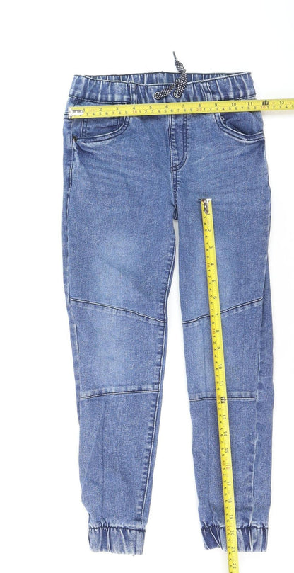 Little Kids Girls Blue Denim Jegging Jeans 8-9 Years Elastic Waist Drawstring