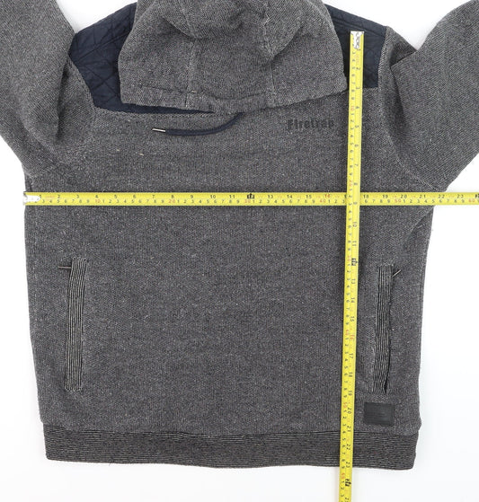 Firetrap Men's Grey Hooded Knit Jumper M Heavyweight Cotton Blend