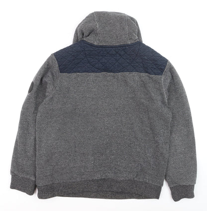 Firetrap Men's Grey Hooded Knit Jumper M Heavyweight Cotton Blend