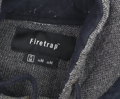 Firetrap Men's Grey Hooded Knit Jumper M Heavyweight Cotton Blend