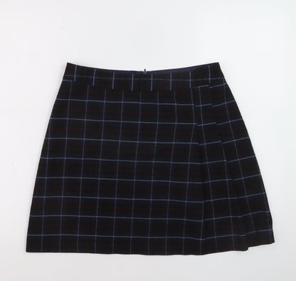 Oasis Women Black Checked A-Line Skirt Size 12