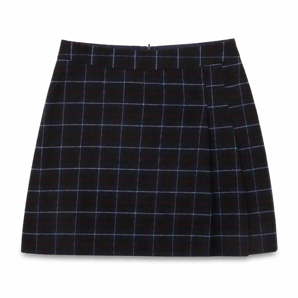 Oasis Women Black Checked A-Line Skirt Size 12