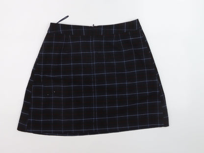 Oasis Women Black Checked A-Line Skirt Size 12