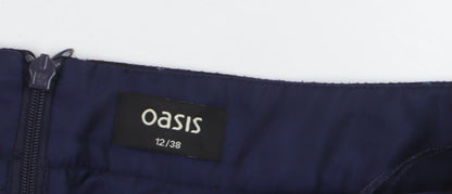 Oasis Women Black Checked A-Line Skirt Size 12