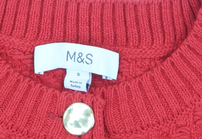 Marks and Spencer Women's Red Short Sleeve Knit Cardigan Size S