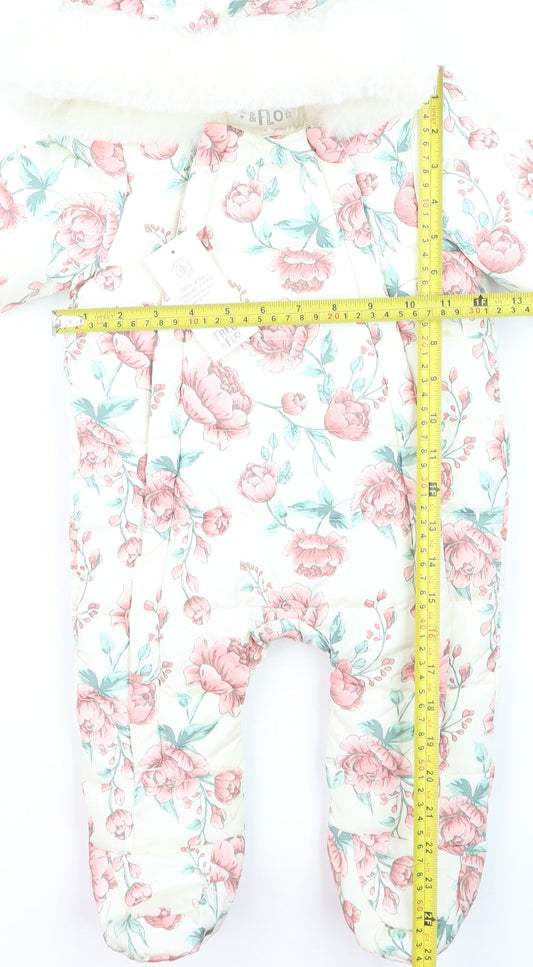 Fred & Flo Unisex Baby Ivory Floral Hooded Snowsuit 6-9 Months
