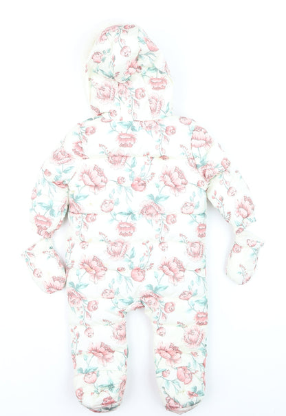 Fred & Flo Unisex Baby Ivory Floral Hooded Snowsuit 6-9 Months