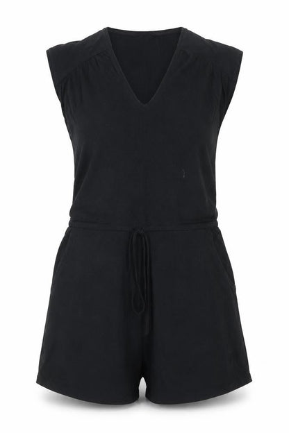 New Look Women's Black Size 8 Sleeveless V-Neck Playsuit