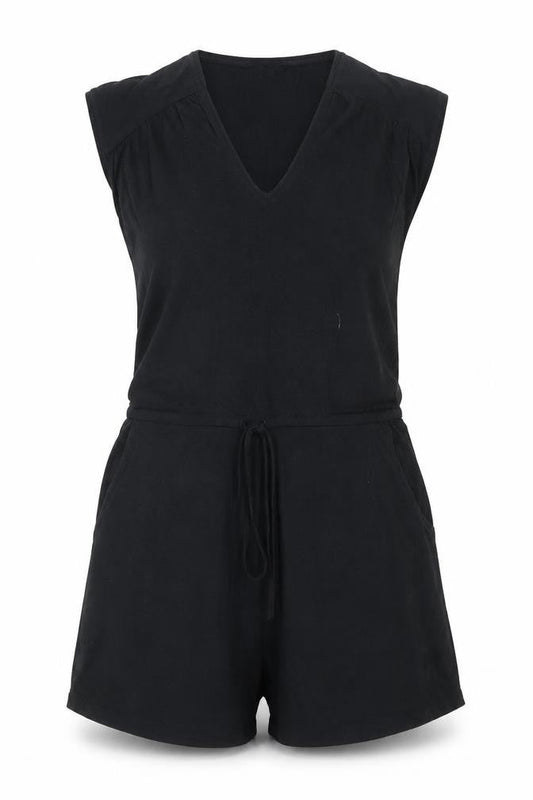 New Look Women's Black Size 8 Sleeveless V-Neck Playsuit