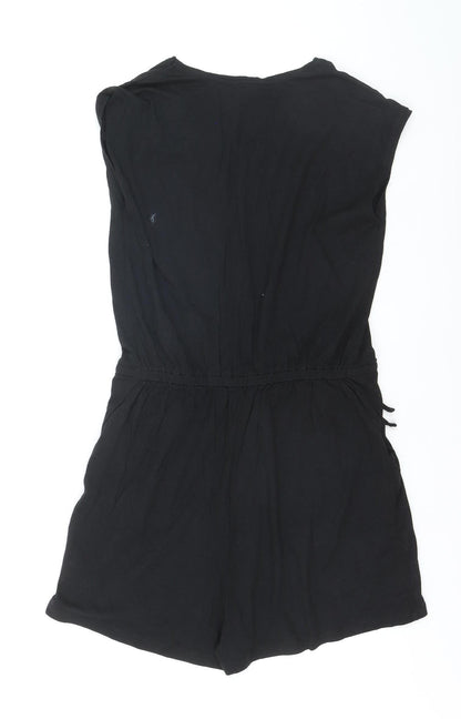 New Look Women's Black Size 8 Sleeveless V-Neck Playsuit