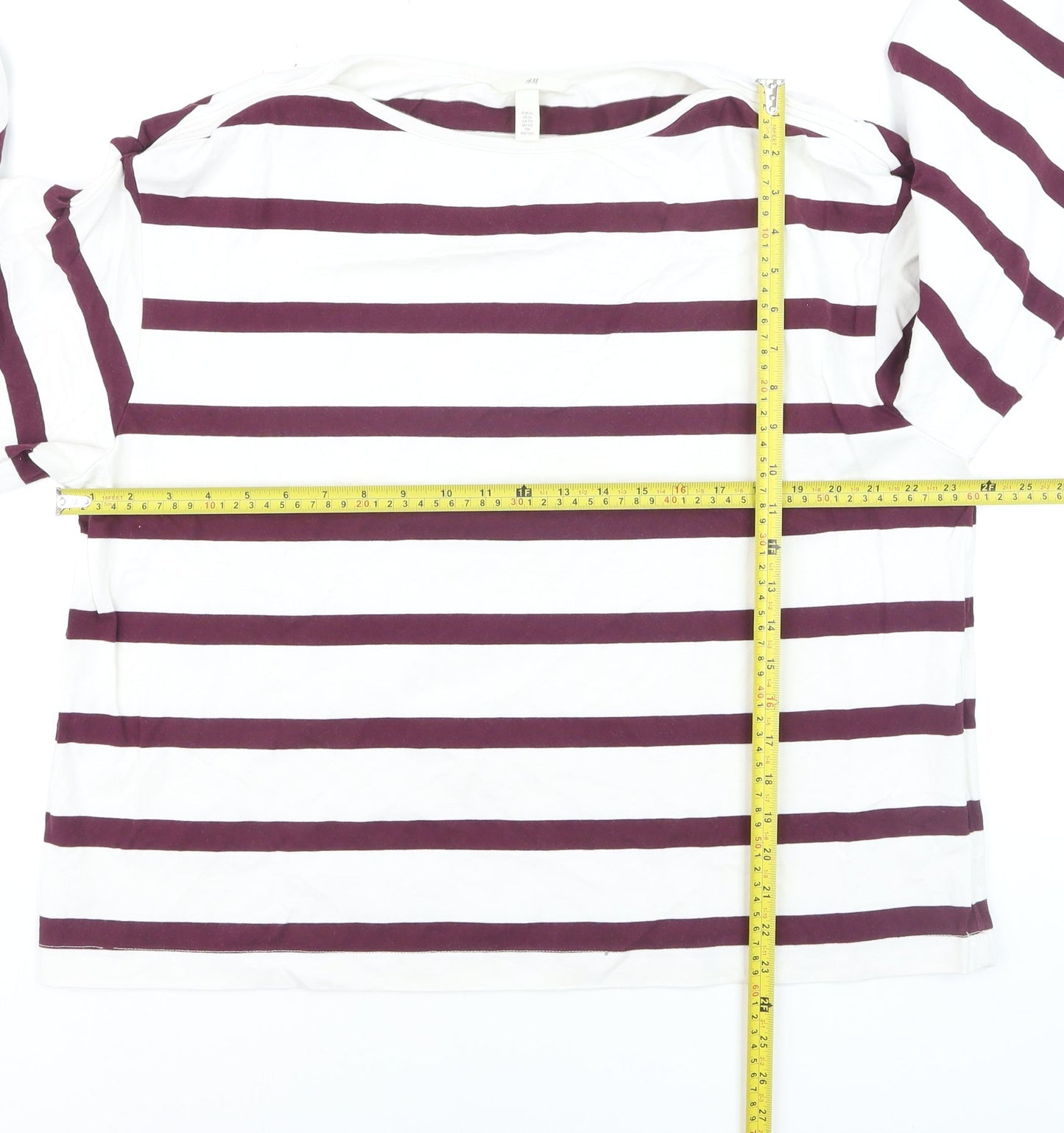 H&M Women’s Multicoloured Striped Long Sleeve Cotton T-Shirt XL