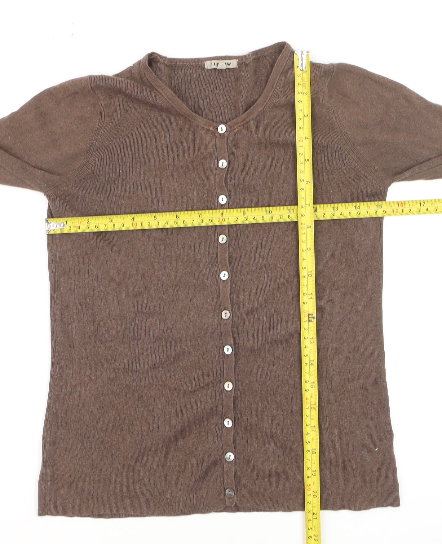Jigsaw Women Brown Silk Cotton Cashmere V-Neck Cardigan S