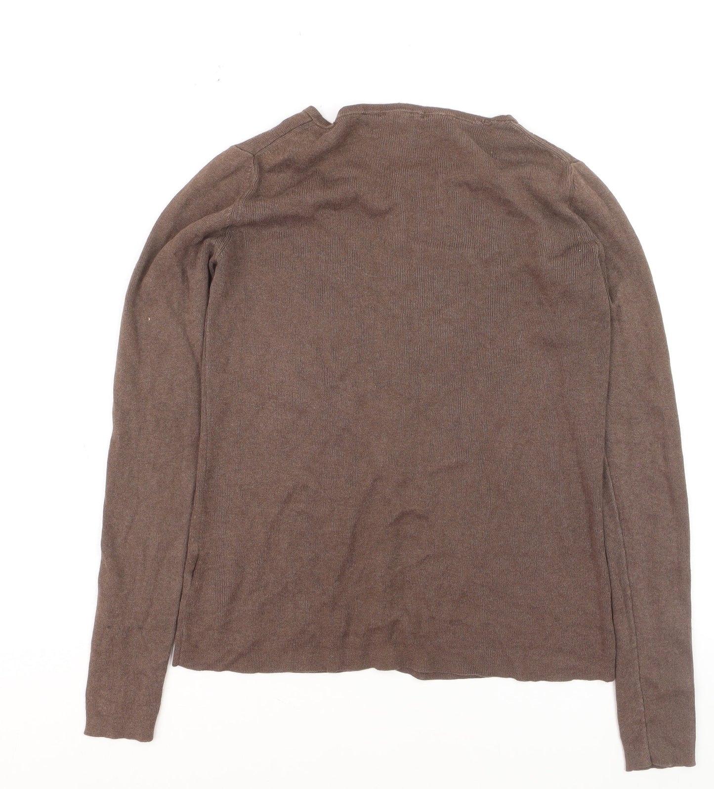 Jigsaw Women Brown Silk Cotton Cashmere V-Neck Cardigan S