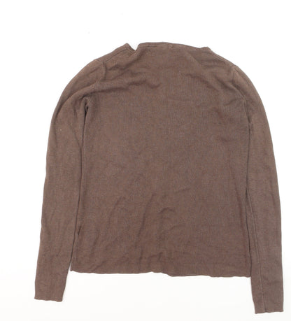 Jigsaw Women Brown Silk Cotton Cashmere V-Neck Cardigan S