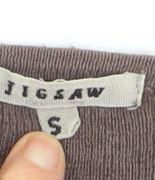Jigsaw Women Brown Silk Cotton Cashmere V-Neck Cardigan S
