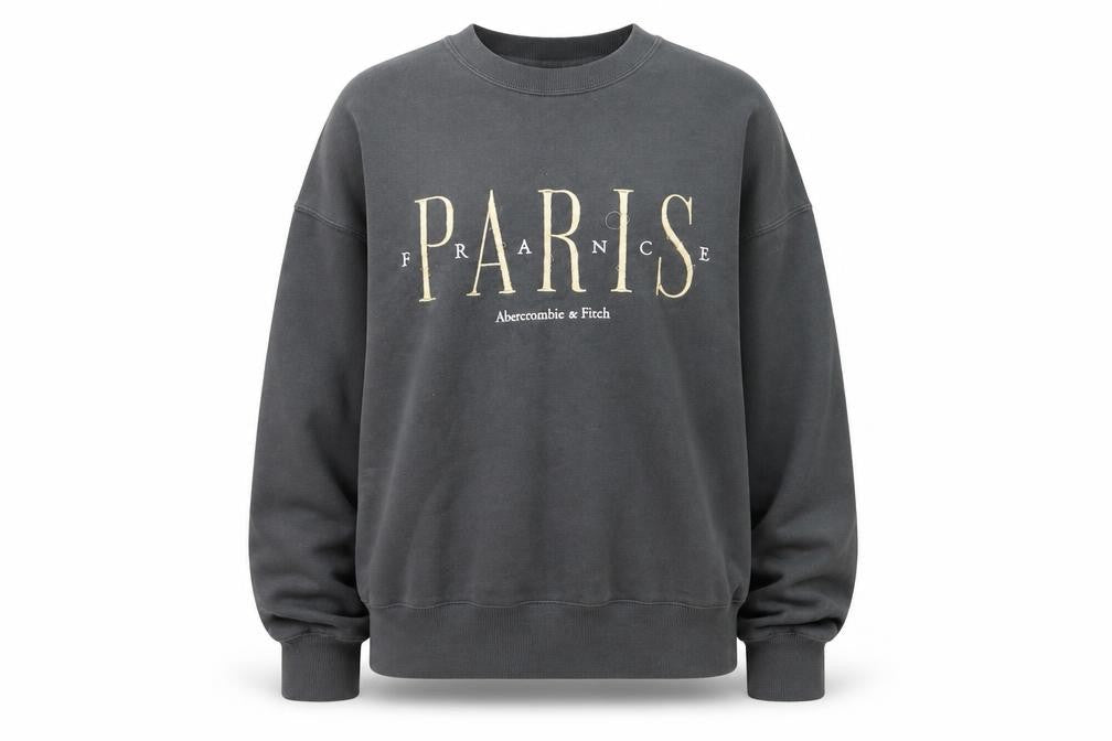 Abercrombie & Fitch Womens Grey Small Pullover Sweatshirt Paris Graphic