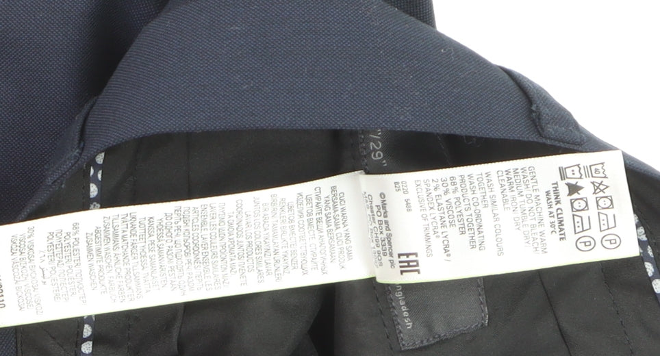 Marks and Spencer Women Blue Regular Fit Dress Pants Size 12 Short