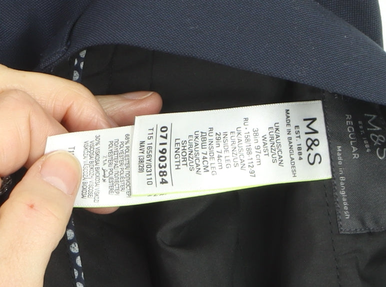Marks and Spencer Women Blue Regular Fit Dress Pants Size 12 Short
