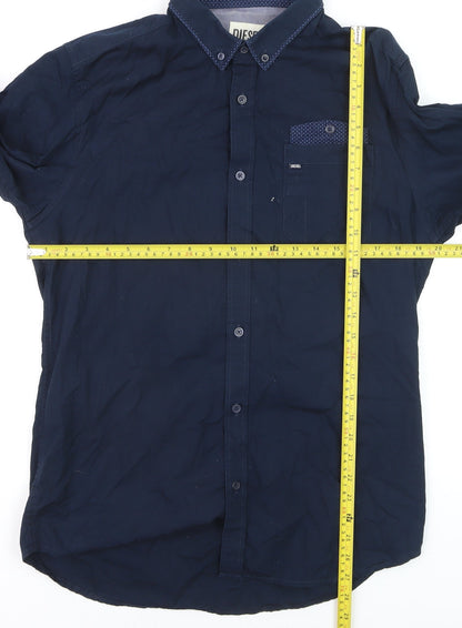Diesel Men’s Blue Long Sleeve Button-Down Cotton Shirt L