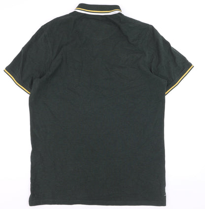 Jack & Jones Men's Green XL Cotton Polo Shirt Collar Tee